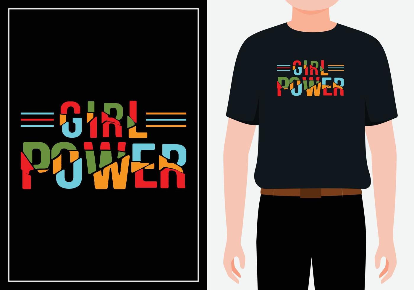 Girl Power vector lettering for t shirt. Hand drawn Feminism slogan. Woman motivational slogan. Vector calligraphic illustration of feminist movement. Modern design for t shirt Free Vector