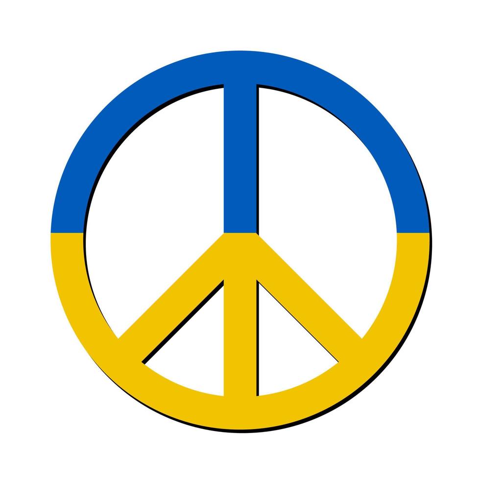 Ukraine flag in peace symbol. No war in Ukraine. Peaceful concept. Vector illustration