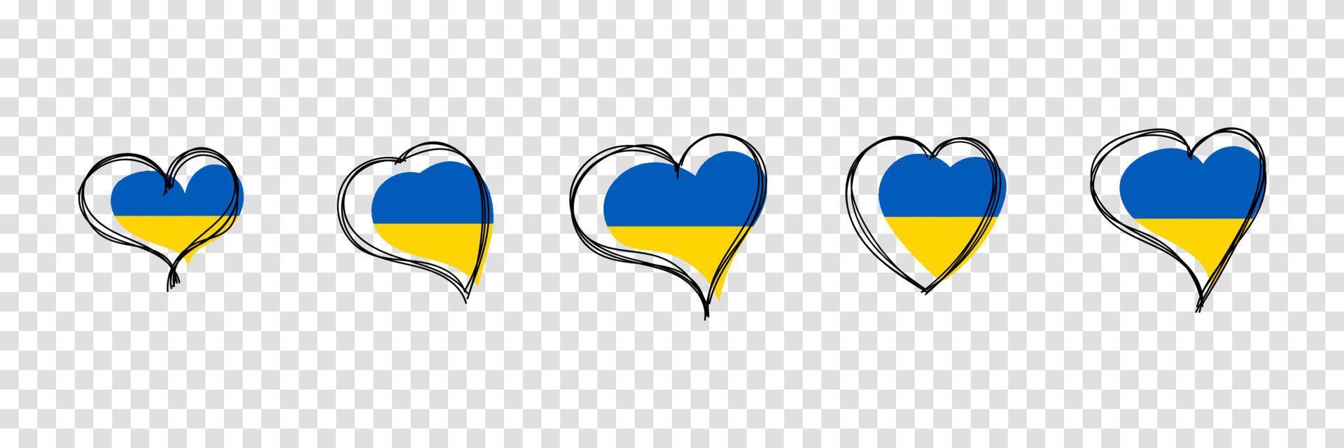 Flag of Ukraine in heart shape. Ukrainian national symbol. Vector illustration