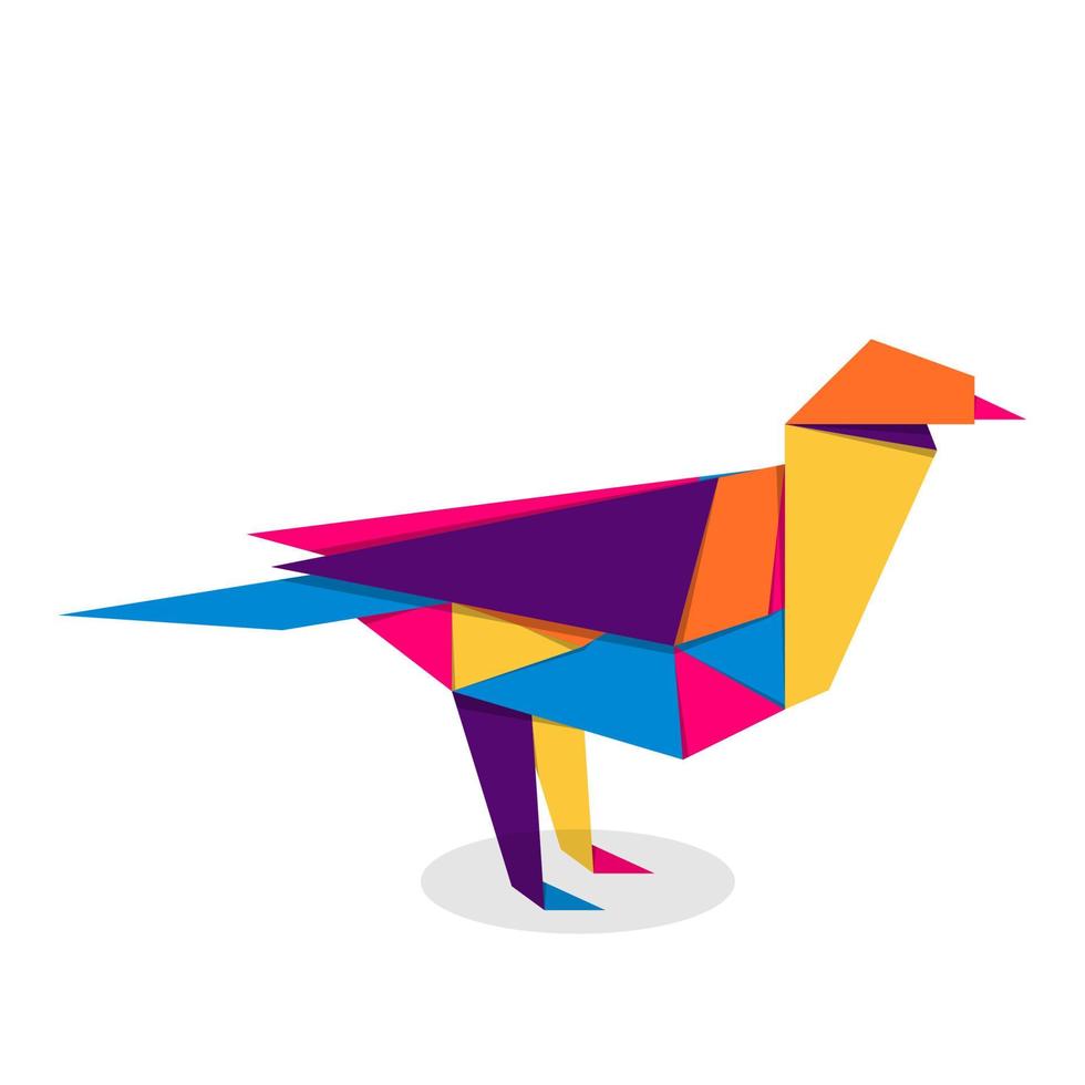 Bird origami. Abstract colorful vibrant bird logo design. Animal origami. Vector illustration
