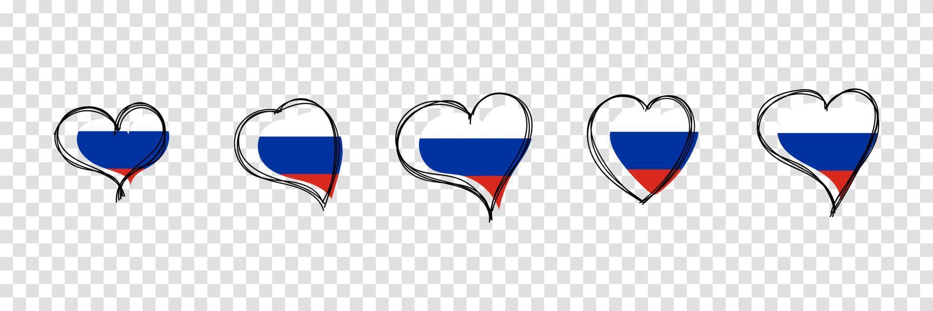 bandera de rusia en forma de corazón. símbolo nacional de rusia. ilustración vectorial vector