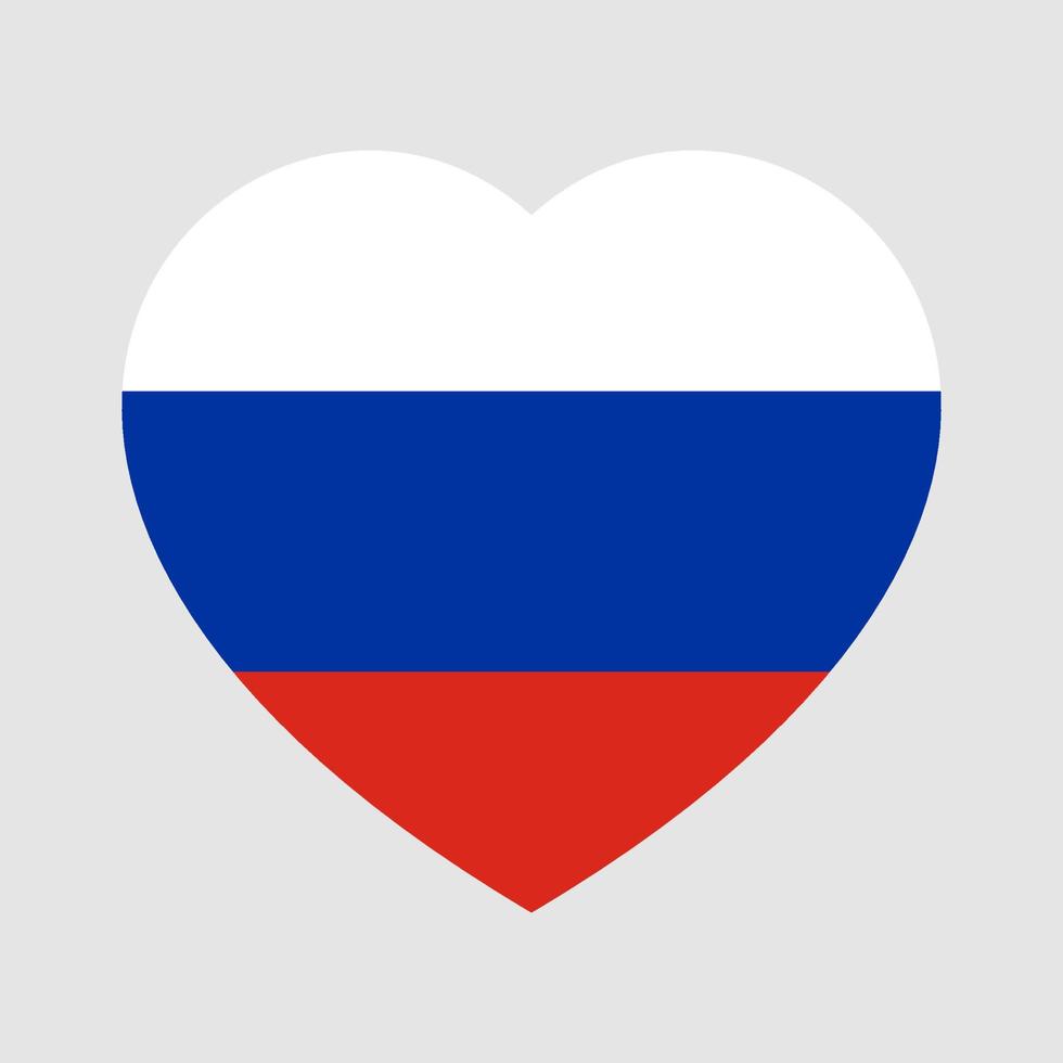 bandera de rusia en forma de corazón. símbolo nacional de rusia. ilustración vectorial vector