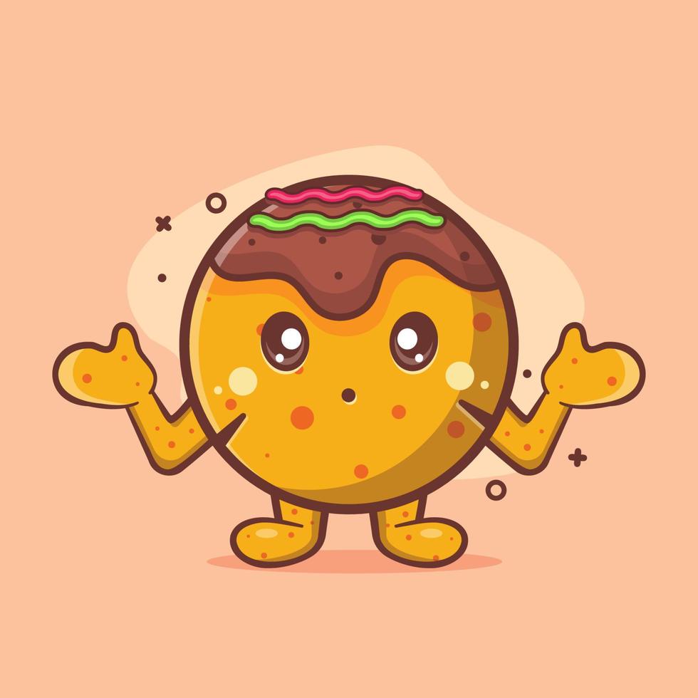 mascota de personaje de comida takoyaki con gesto confuso dibujos animados aislados en diseño de estilo plano vector