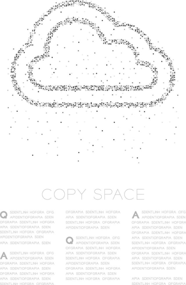 Abstract Geometric Circle dot molecule particle pattern Cloud symbol shape, VR technology storage concept design black color illustration isolated on white background with copy space vector