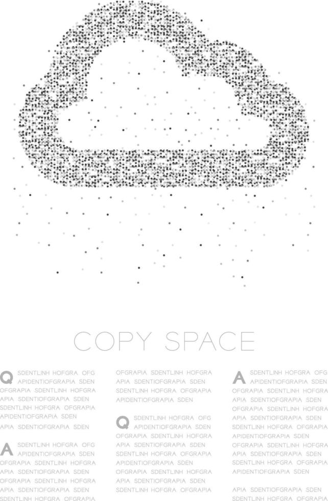 Abstract Geometric Circle dot molecule particle pattern Cloud symbol shape, VR technology storage concept design black color illustration isolated on white background with copy space vector