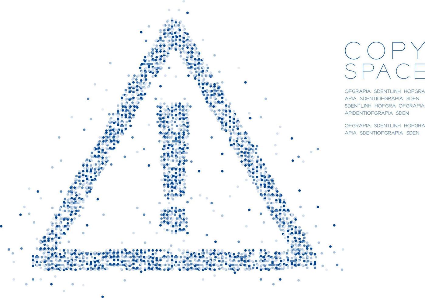 círculo geométrico abstracto punto molécula partícula signo de atención forma de triángulo, tecnología vr sistema de advertencia de error diseño de concepto ilustración de color negro aislado sobre fondo blanco con espacio de copia vector