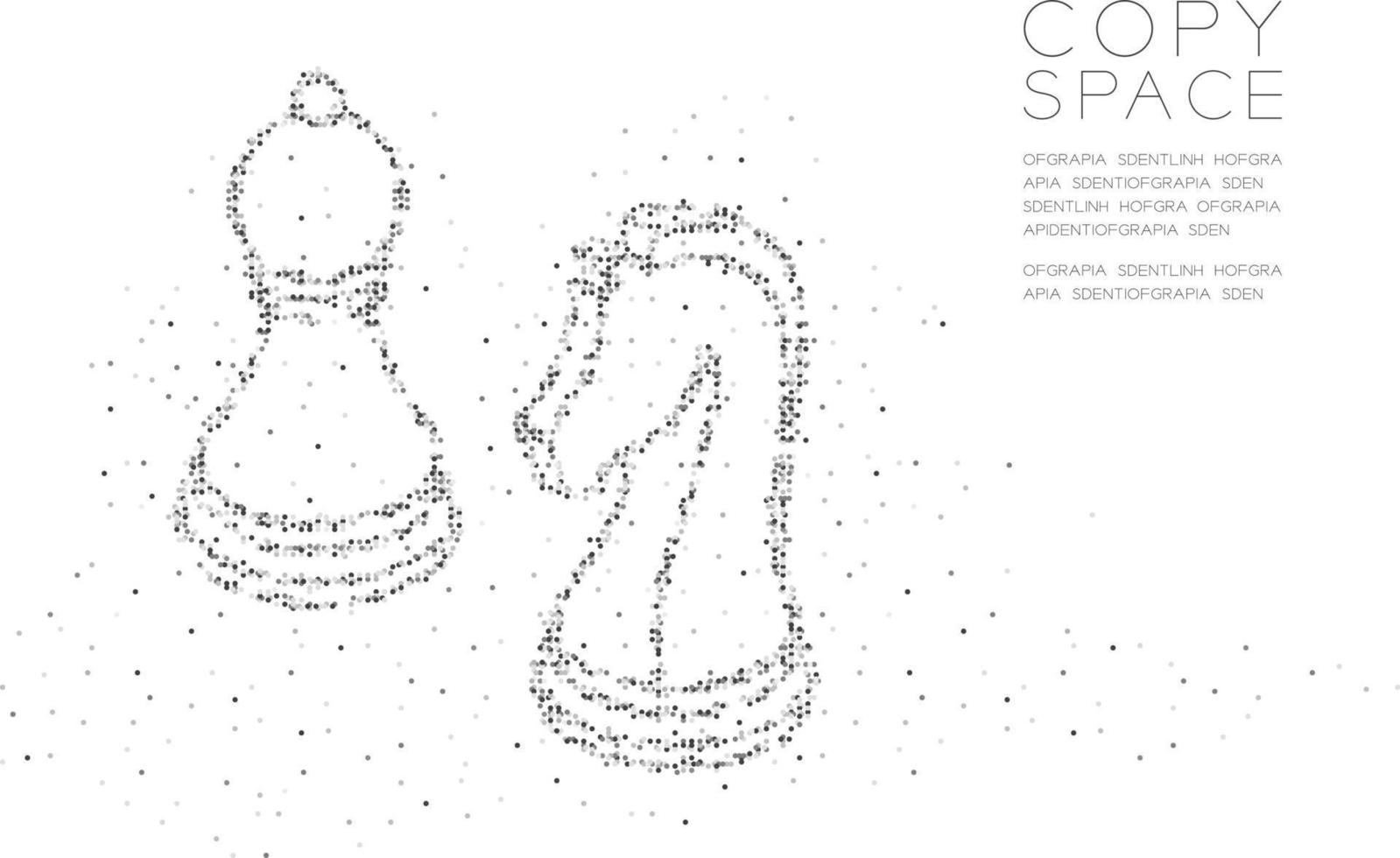 Abstract Geometric Circle dot molecule particle pattern Chess Knight and pawn shape, VR technology Game Strategy concept design black color illustration isolated on white background with copy space vector