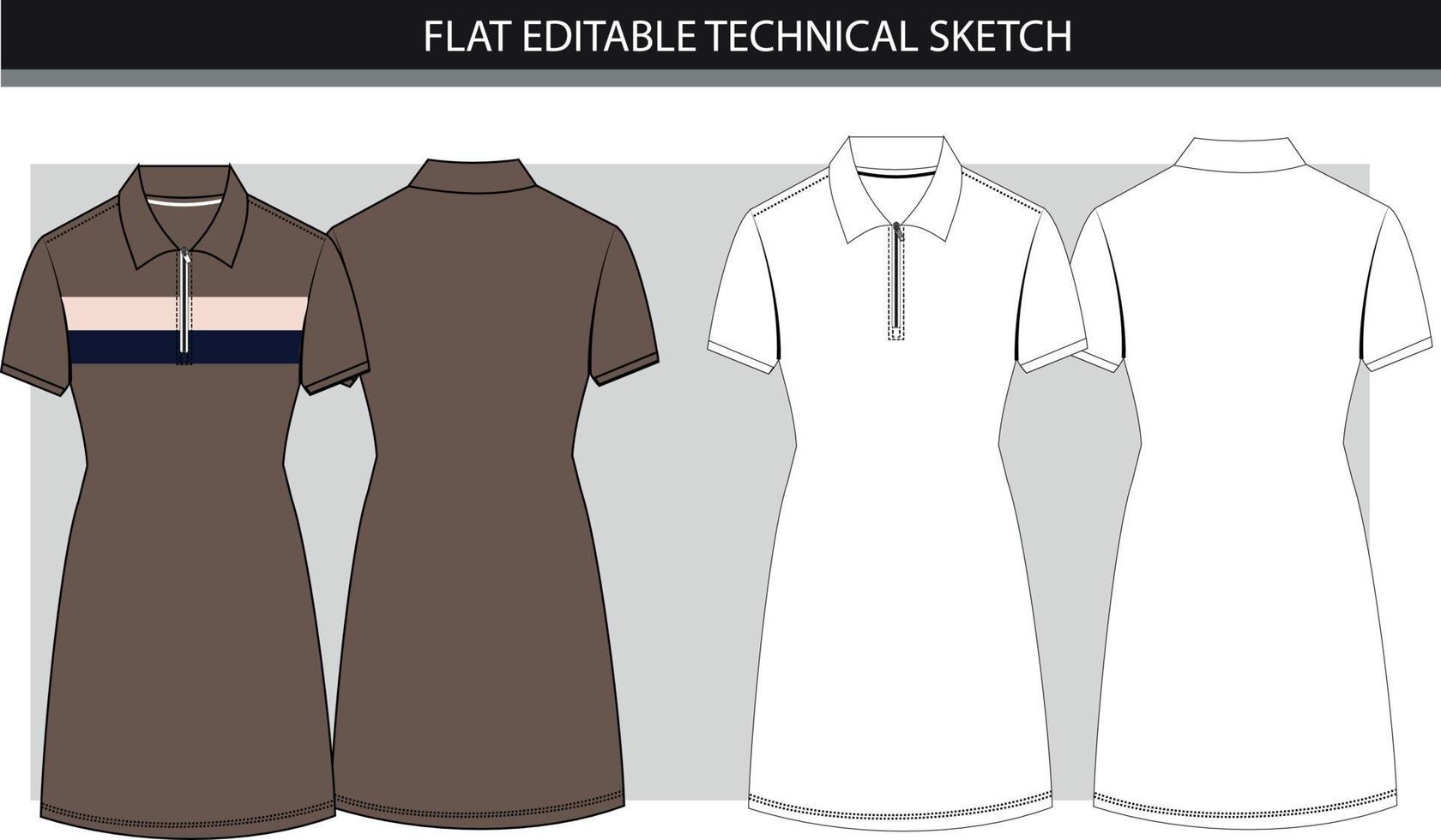 Colorblock polo dress with zipper detail vector file