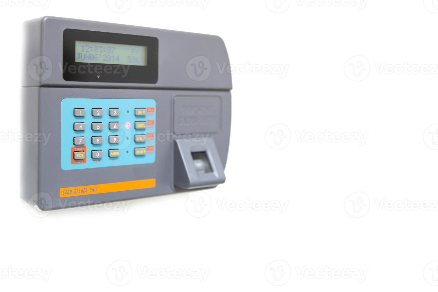 finger scan and card reader unit isolate on white background photo