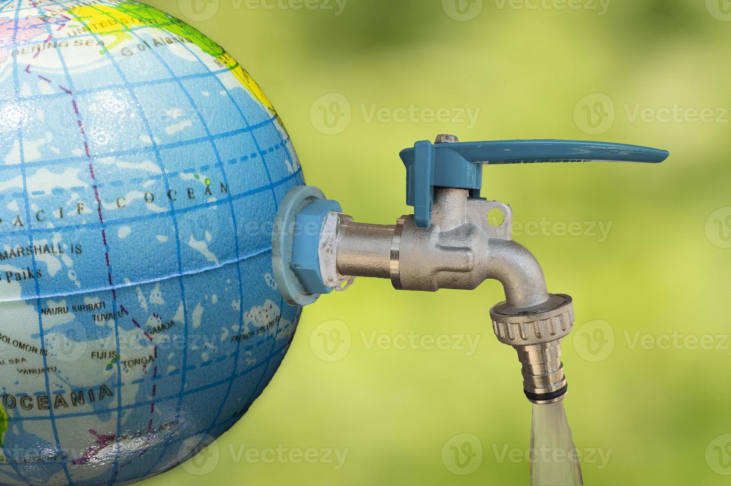 Water is flowing and world save water, water drops photo