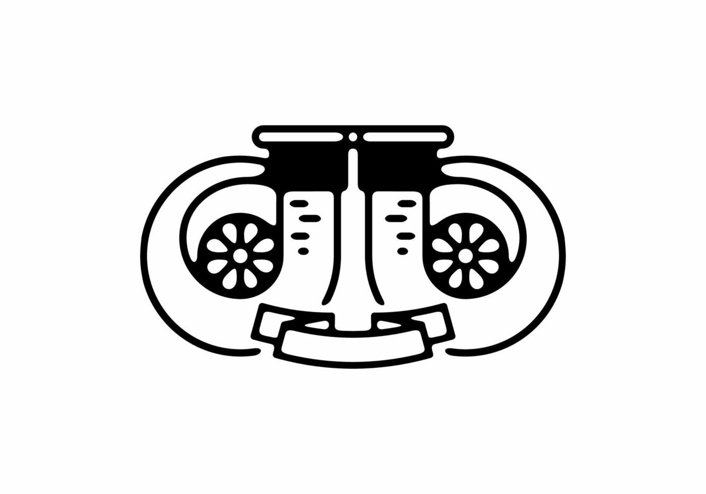 Black line art illustration of car turbo part vector