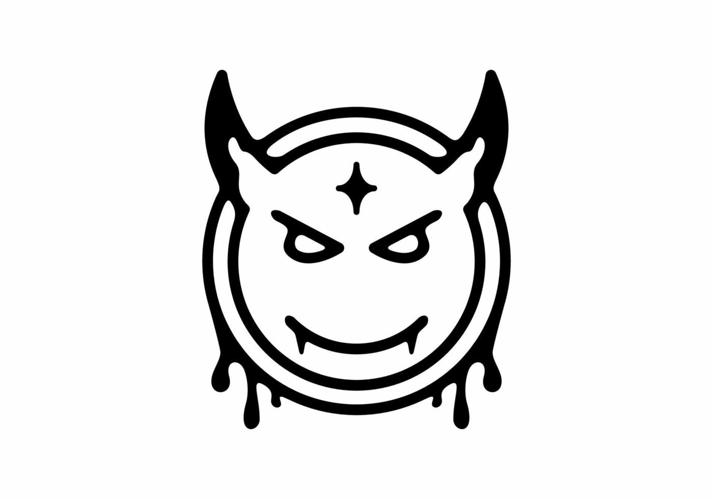 Black line art illustration of devil head vector