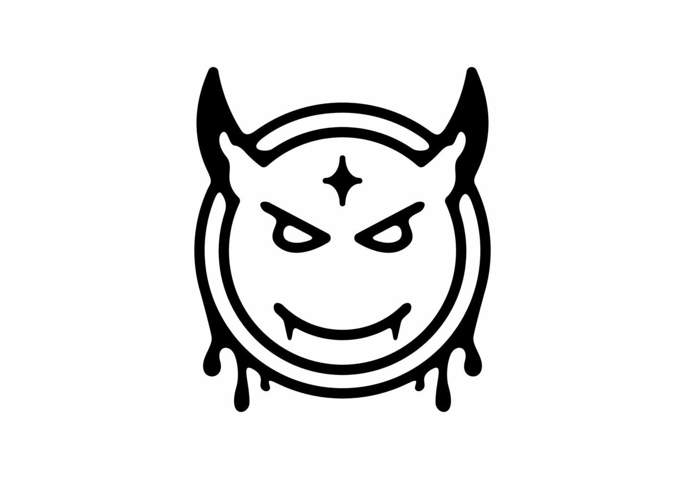 Black line art illustration of devil head vector