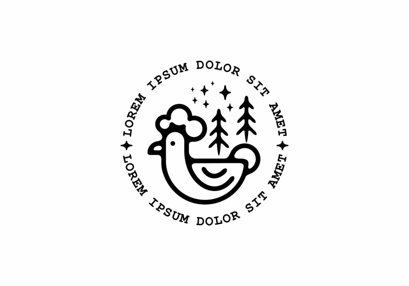 Black line art illustration of hen in circle shape vector
