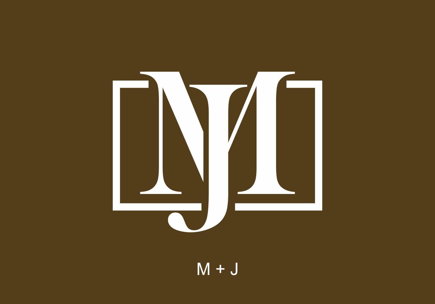 Brown MJ or JM initial letter text vector