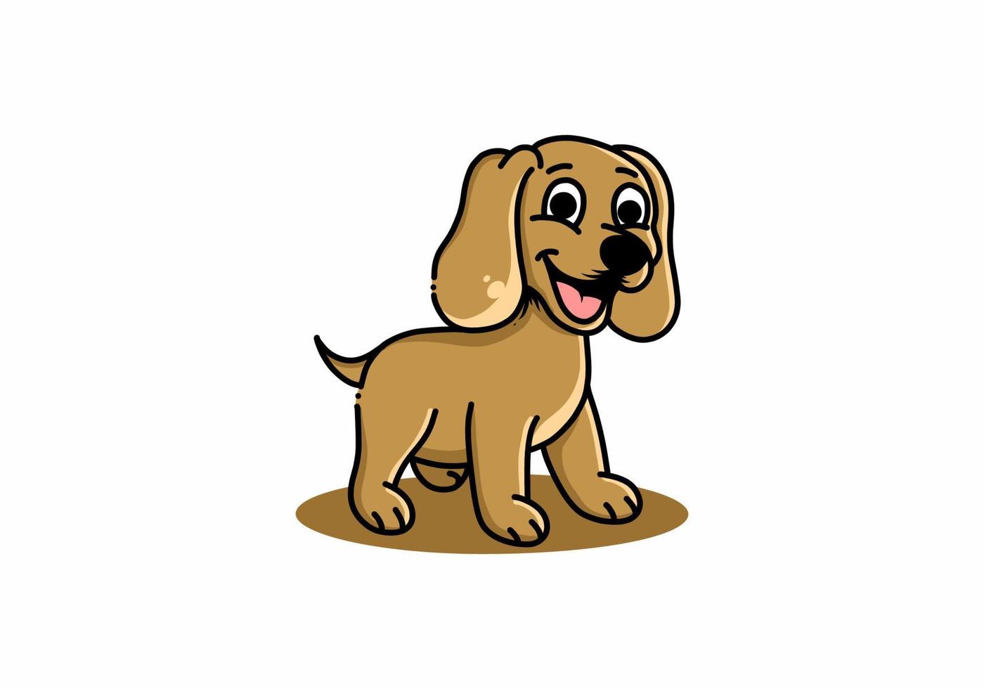 Brown happy dog kawaii illustration vector