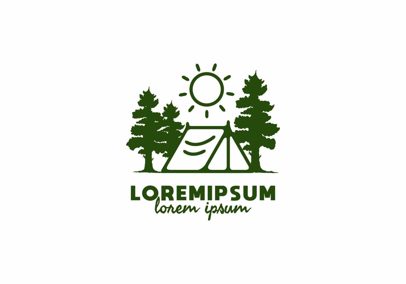 Camping in forest line art vector