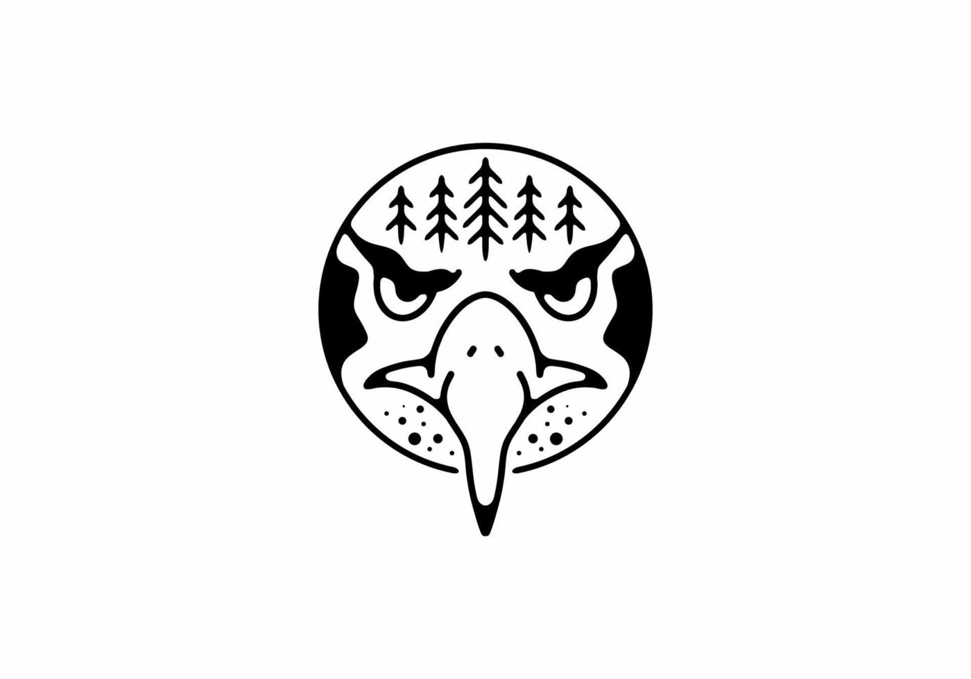 Black line art illustration of eagle face vector