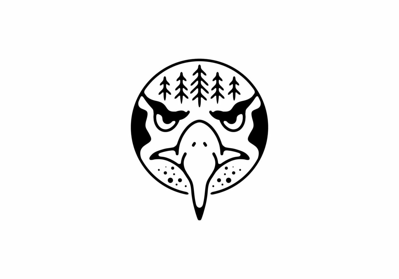 Black line art illustration of eagle face vector