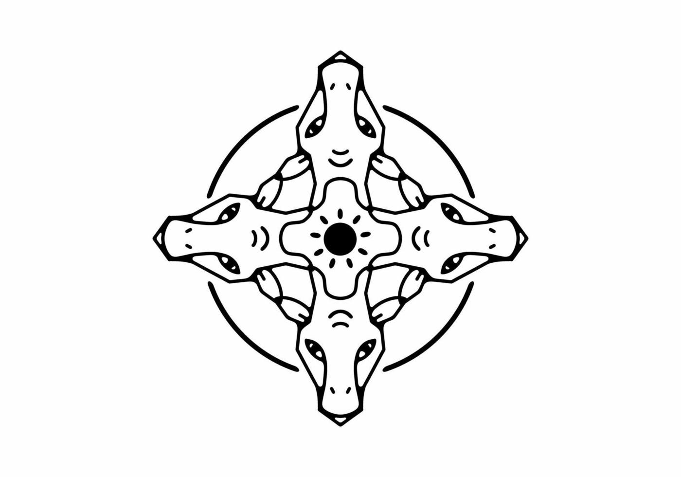 Black line art illustration of giraffe head vector