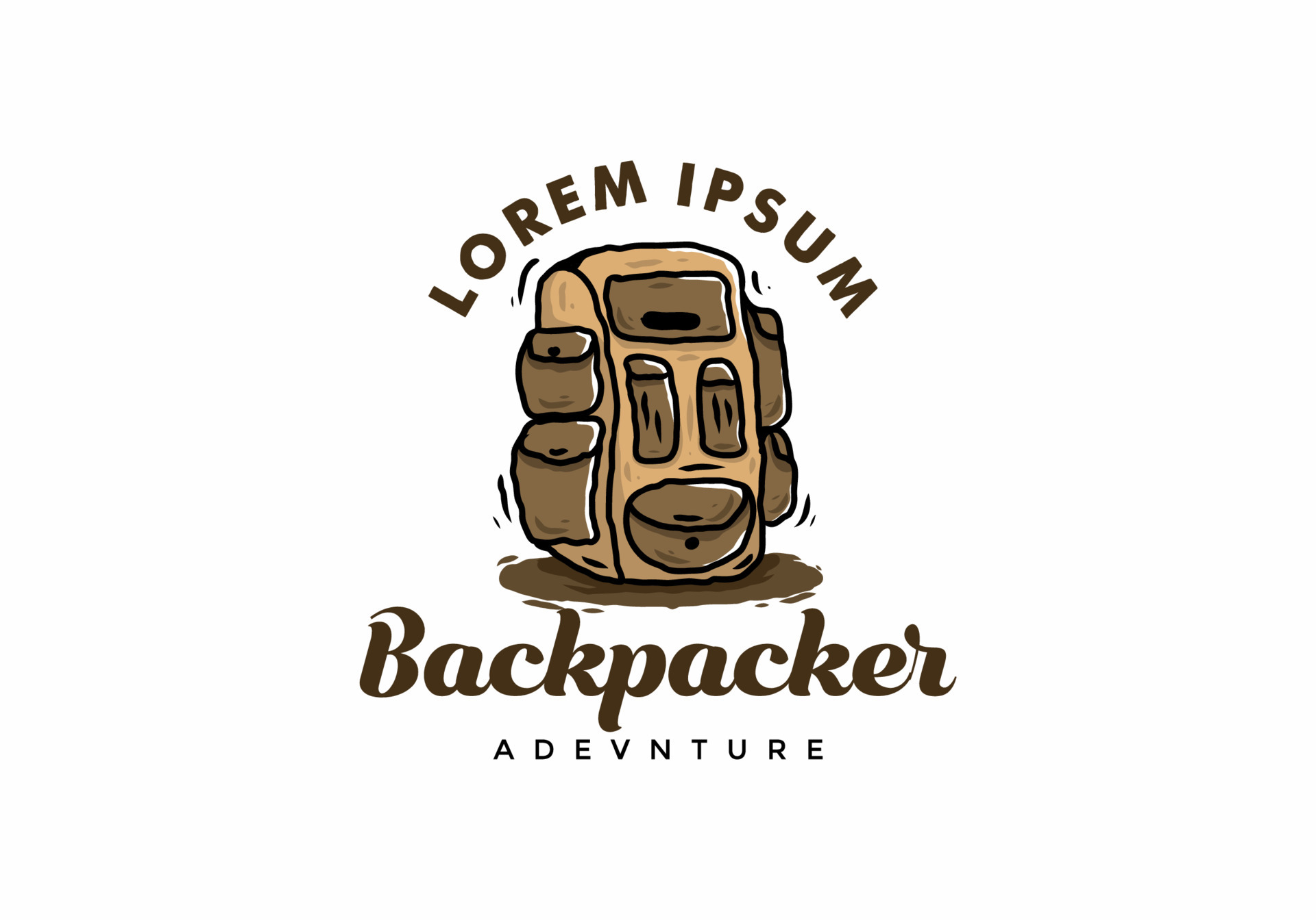 Brown backpack for backpacker illustration drawing 6523011 Vector Art ...