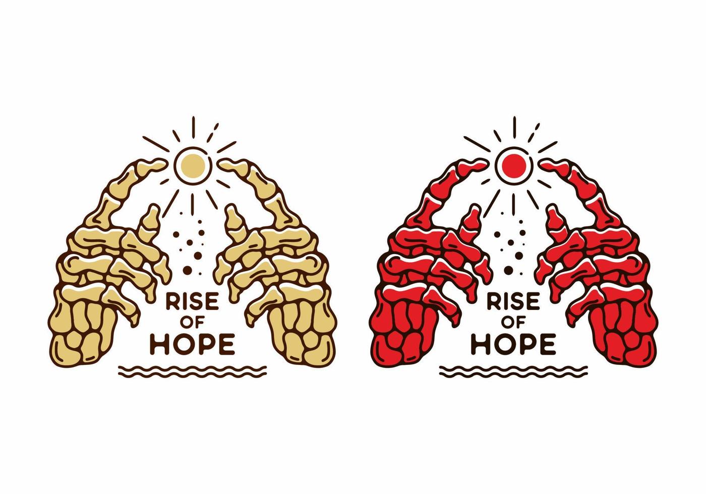 Brown and red illustration of skeleton hand vector