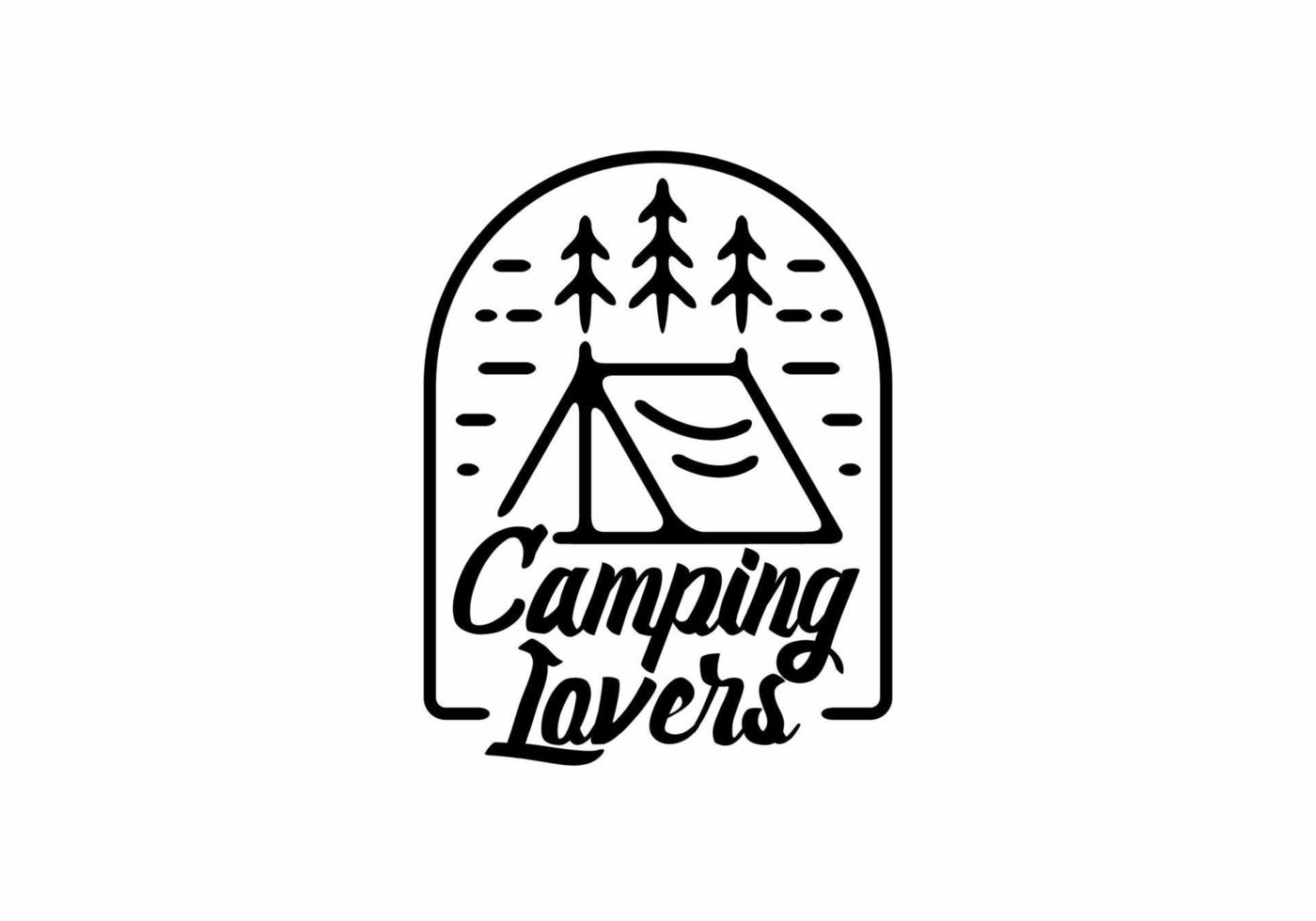 Camping lovers line art badge vector