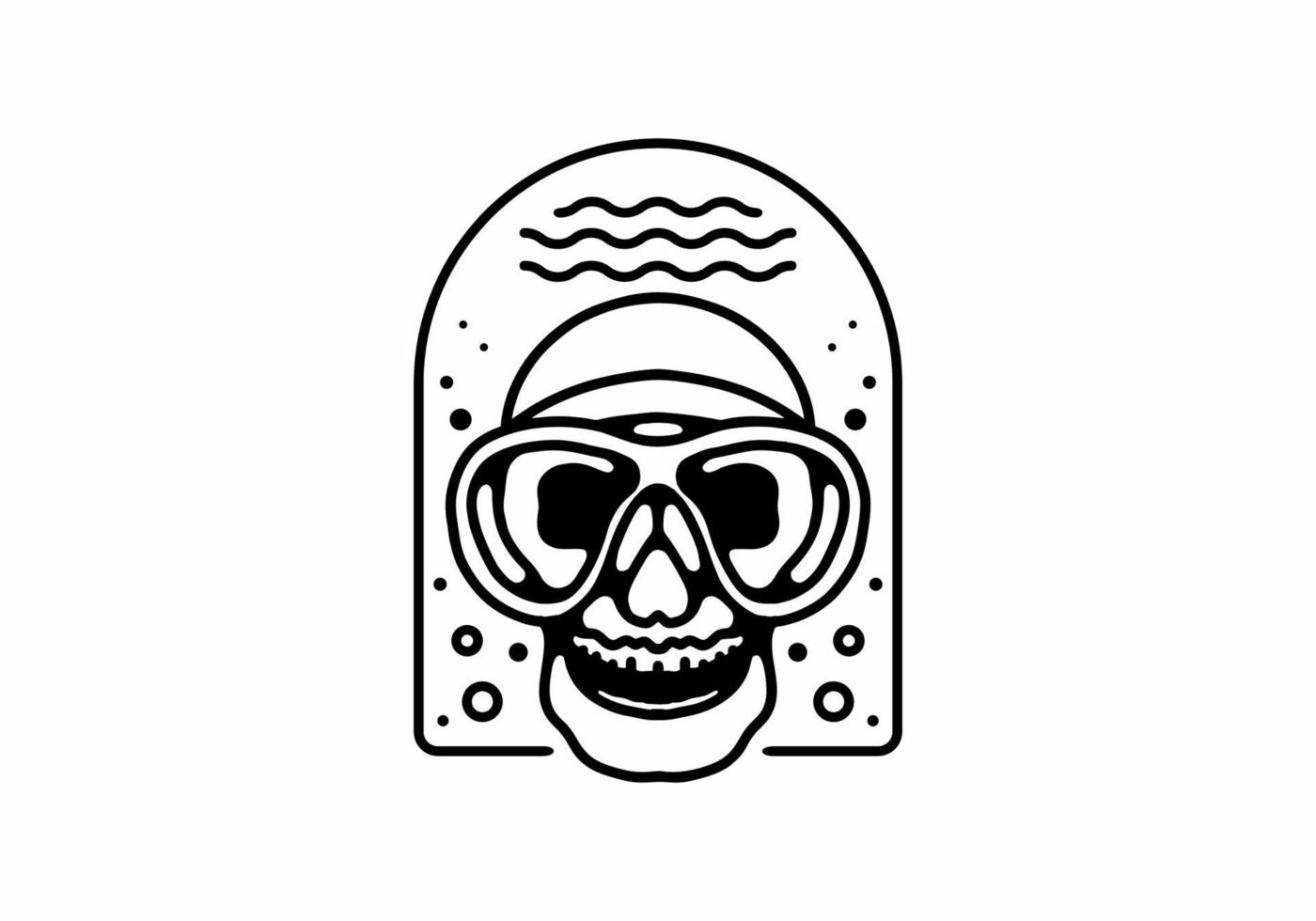 Black line art illustration of skull divers vector