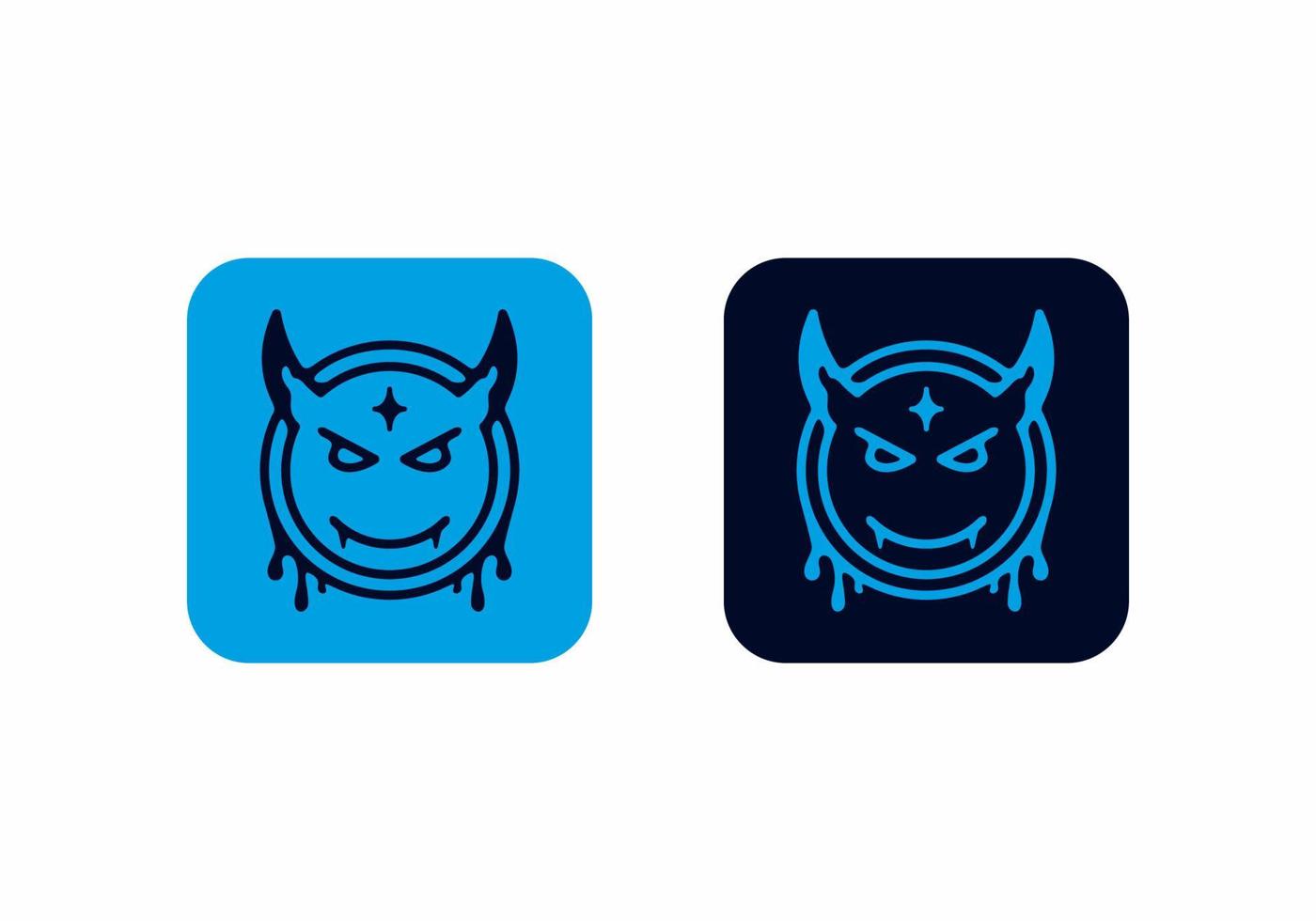 Bright and dark blue color of devil head icon vector