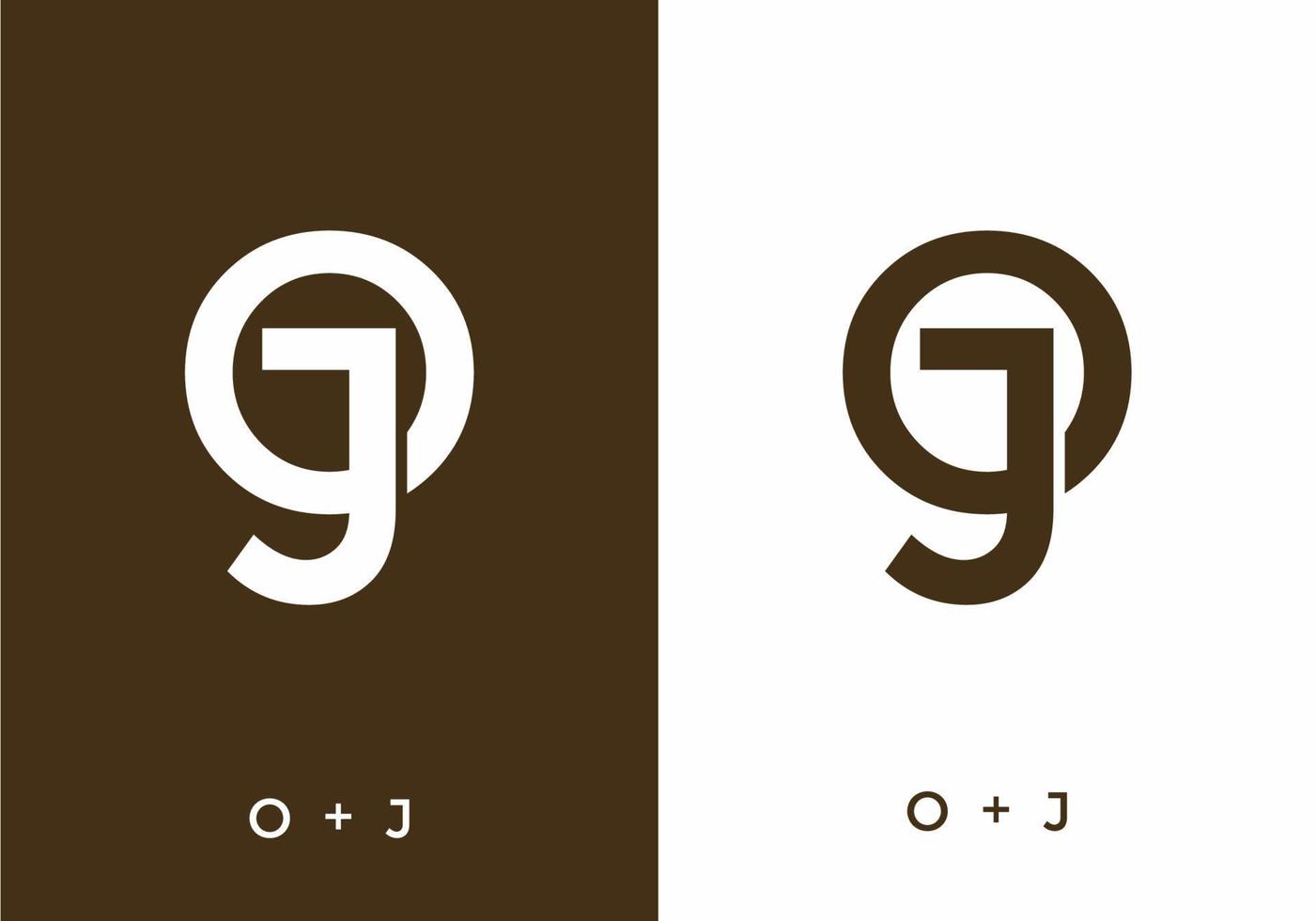 Brown and white color of OJ initial letter vector