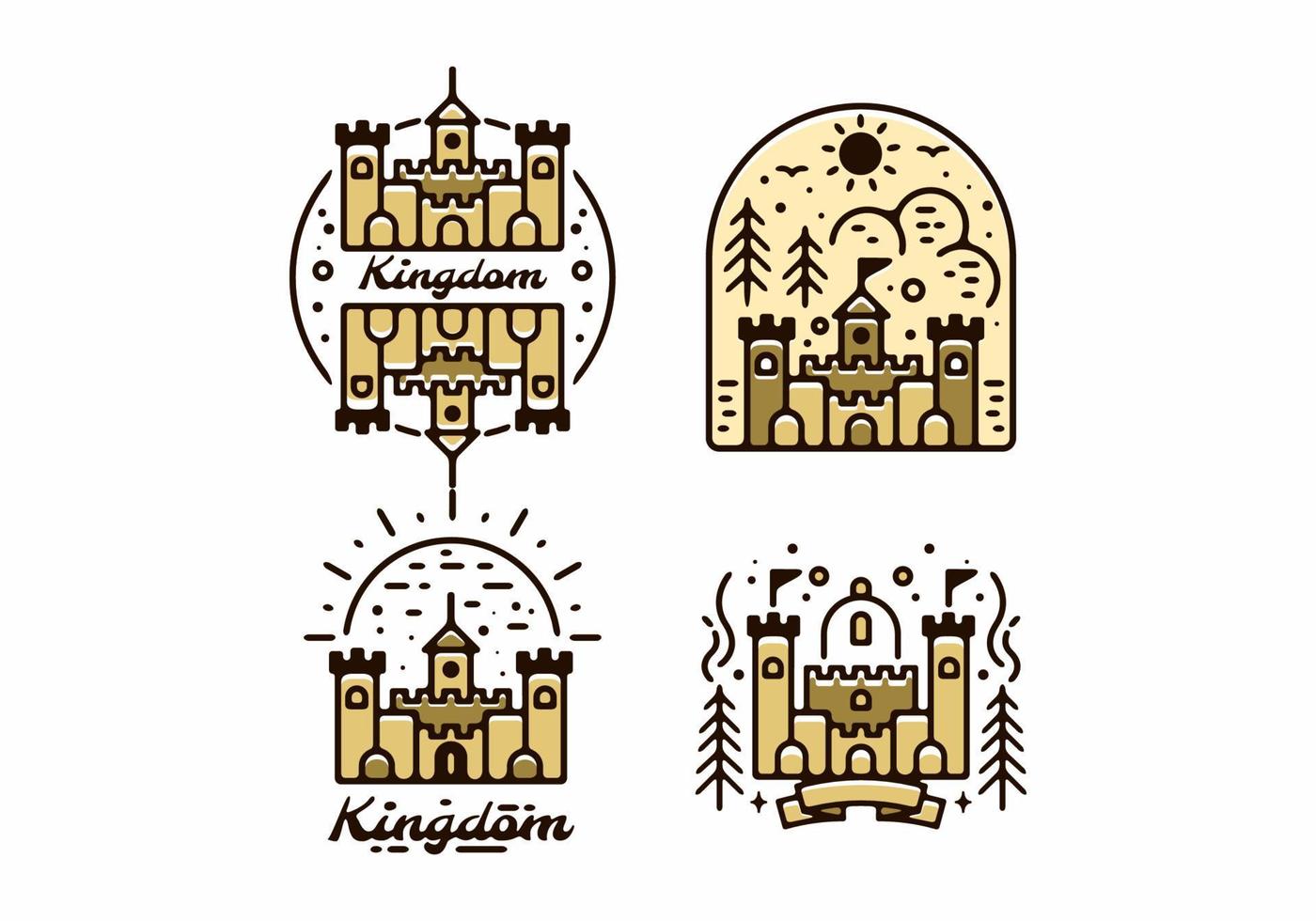 Brown color of kingdom castle collection set vector