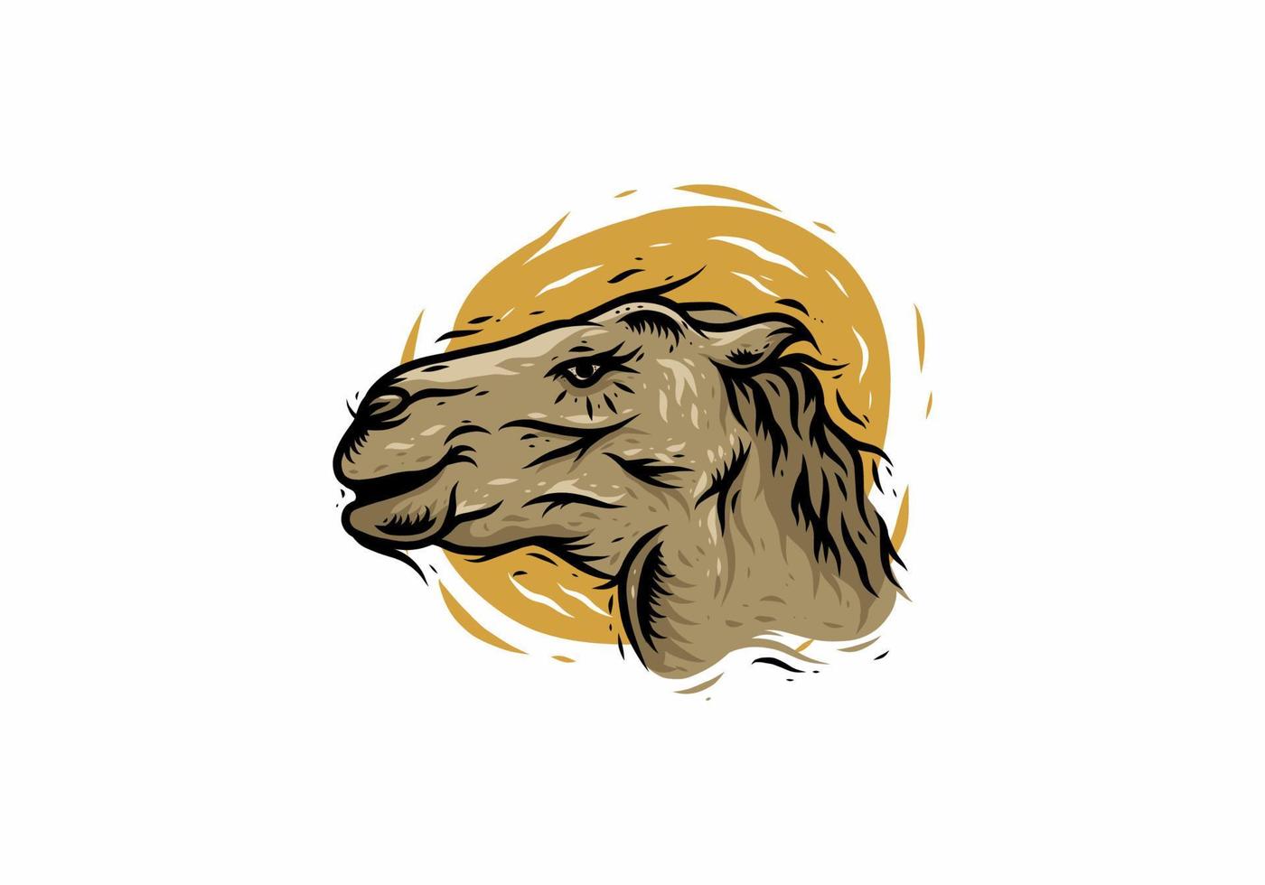 Camel head line art drawing vector