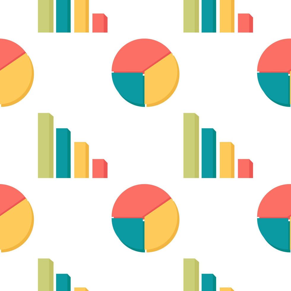 multicolored bar chart and circle chart seamless pattern vector