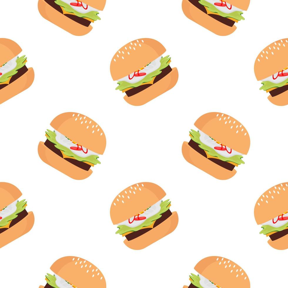 burger seamless pattern on white background vector