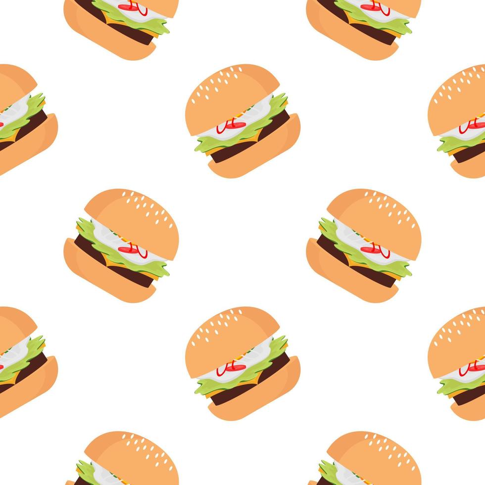 burger seamless pattern on white background vector