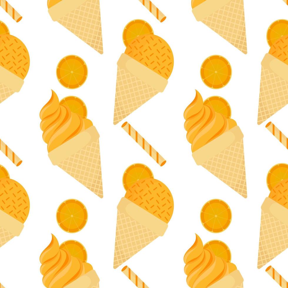 orange ice cream seamless pattern vector