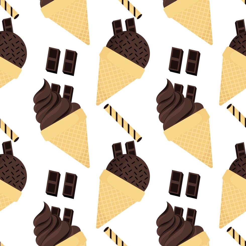 seamless pattern of chocolate ice cream vector