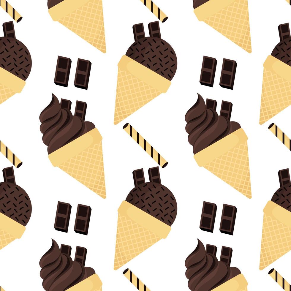 seamless pattern of chocolate ice cream vector