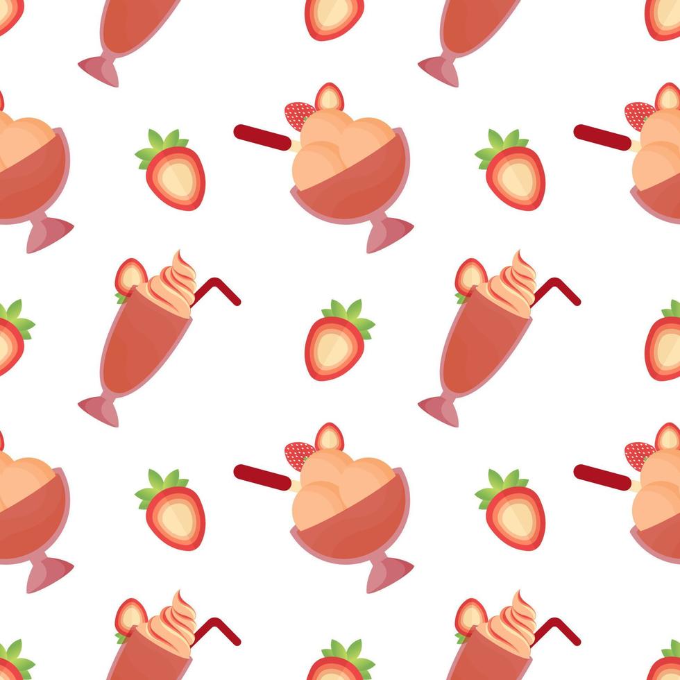strawberry ice cream seamless pattern 2 vector