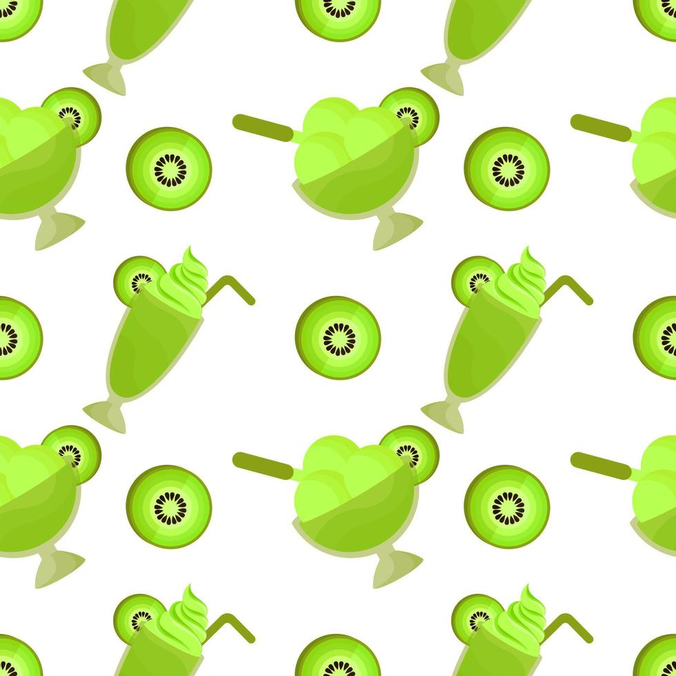 kiwi ice cream seamless pattern 2 vector