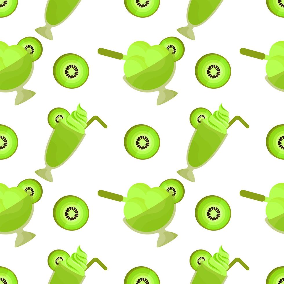 kiwi ice cream seamless pattern 2 vector