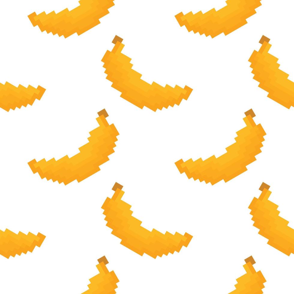 banana fruit seamless pattern in pixel style vector