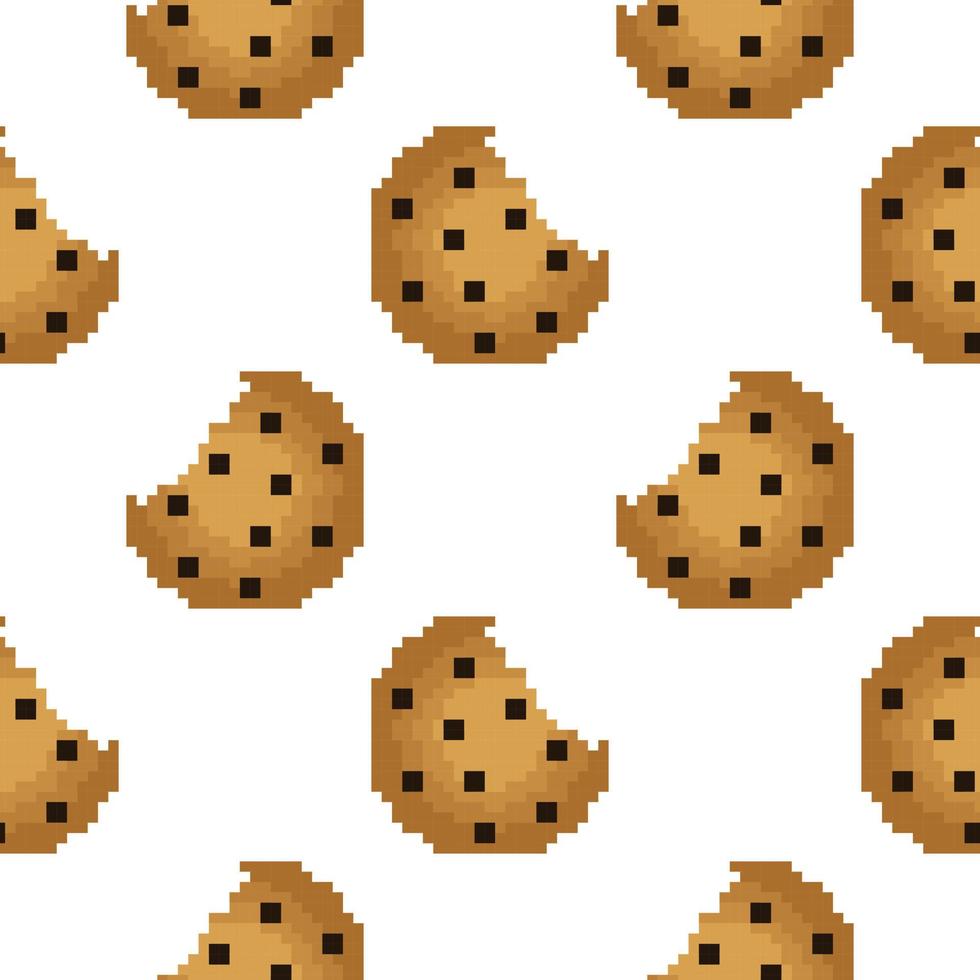 seamless pattern of cookies in pixel style vector