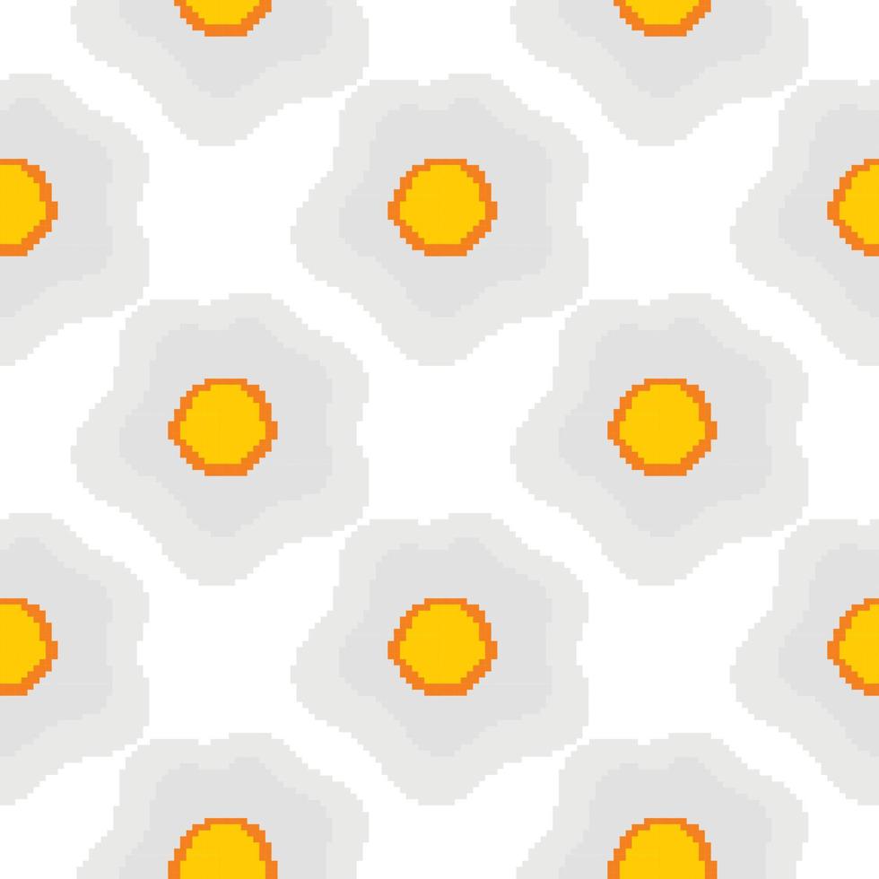 Seamless pattern of scrambled eggs in pixel style vector