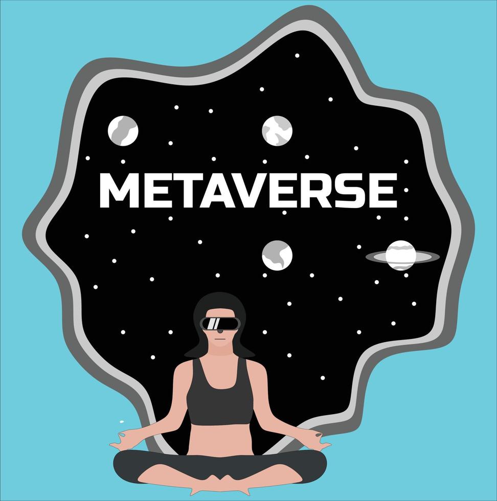 yoga meta verse space teknology vector