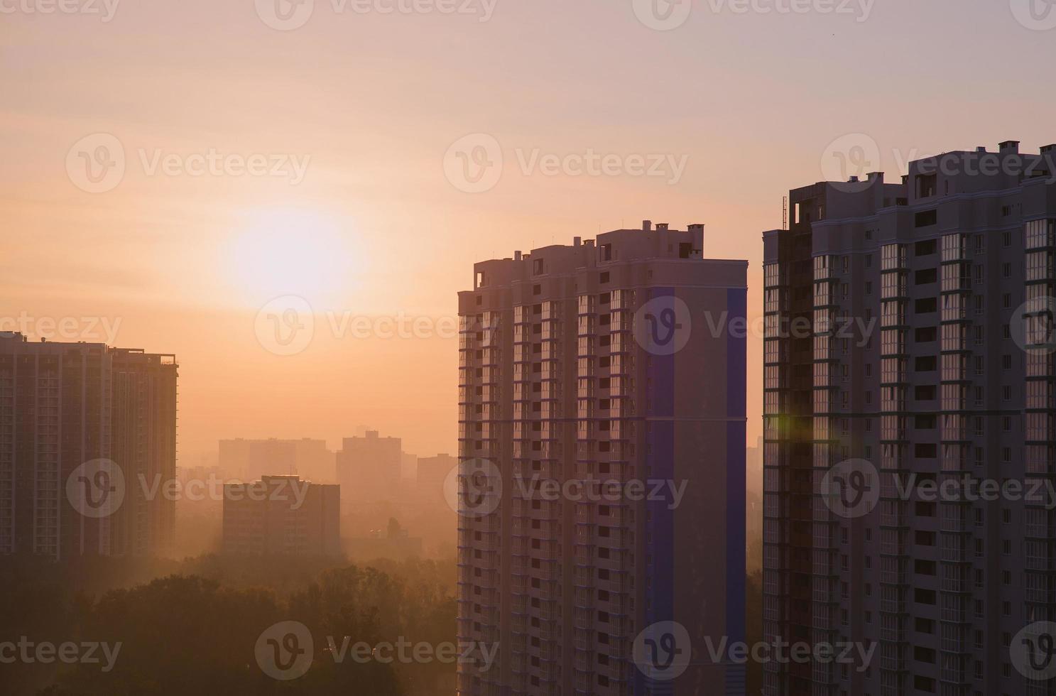 dwelling house at the early morning sunrise time. Kyiv, Ukraine photo