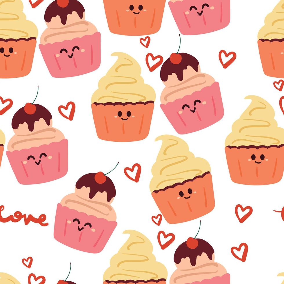 seamless pattern hand drawing dessert and cake. for fabric print, textile, gift wrapping paper vector