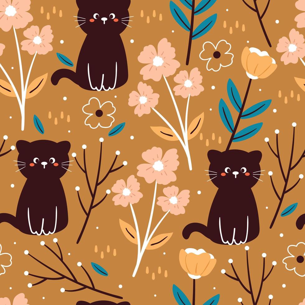 seamless pattern hand drawing cat for kids wallpaper, fabric print, textile, gift wrap paper vector