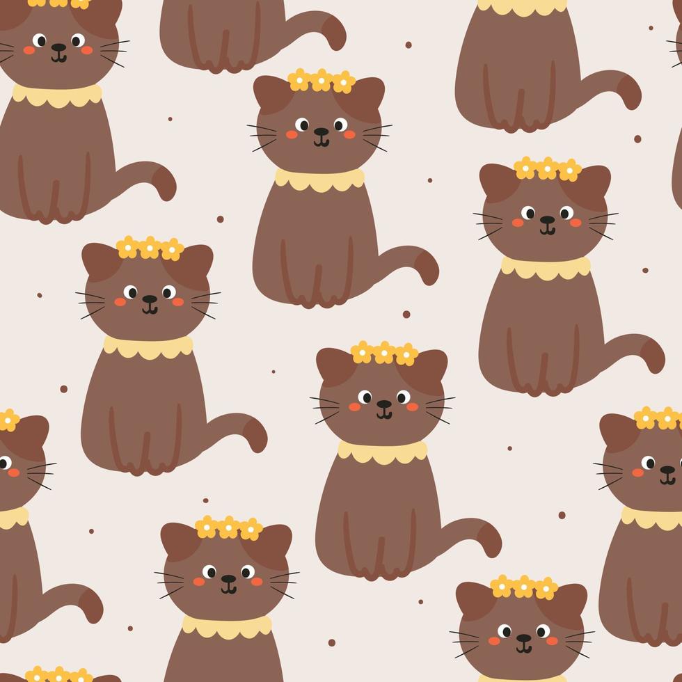 seamless pattern hand drawing cat for kids wallpaper, fabric print, textile, gift wrap paper vector