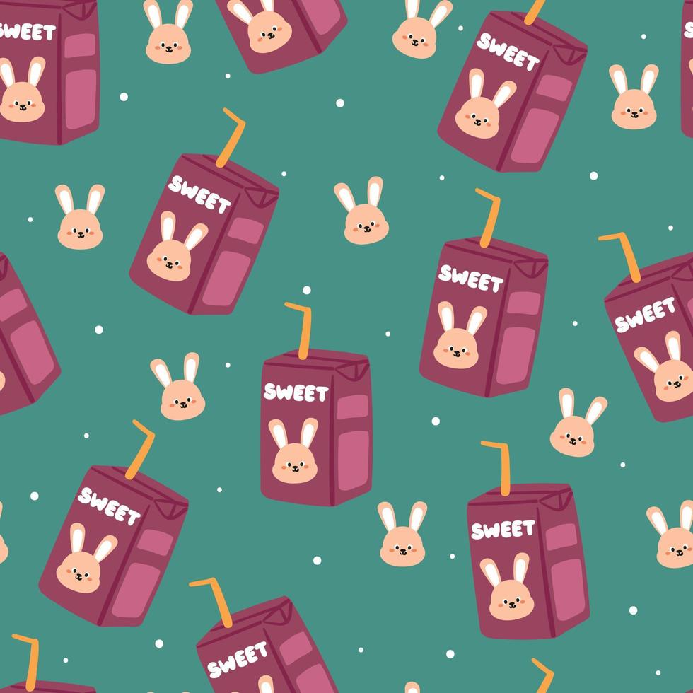 seamless pattern hand drawing cartoon bunny and drink. for kids wallpaper, fabric print, textile vector